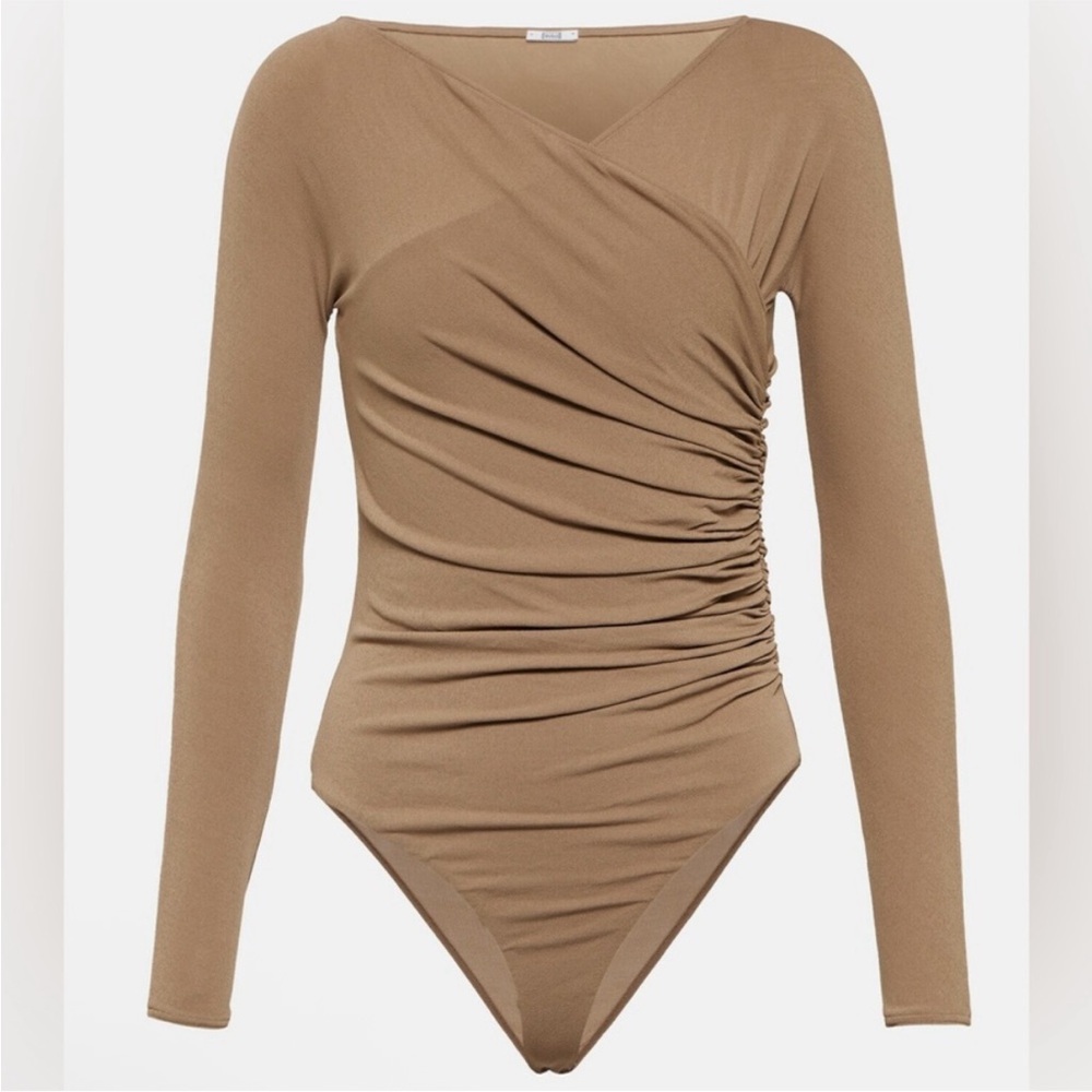 NWT - Wolford - Ruched Long-Sleeve Bodysuit - Mocha